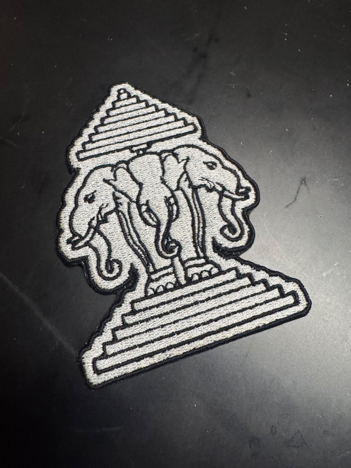3 Headed Elephant Embroidered Patch – Southeast Asian – Erawan Laos Thai SEA