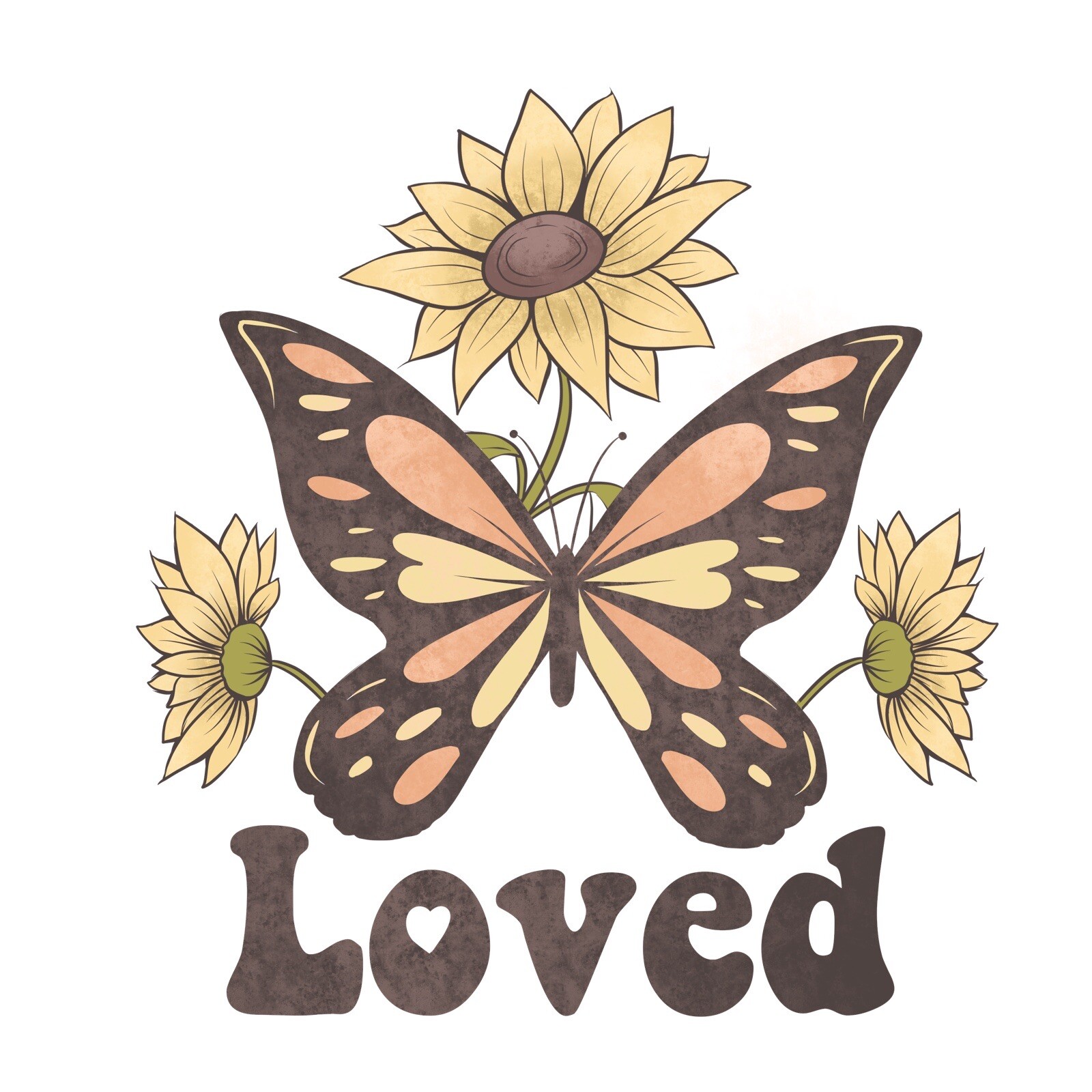 3” Loved Quote Sunflower Sticker Cute Summer Flower Grow Your Way Butterfly