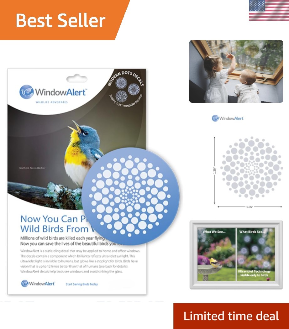 30-Pack Reflective Window Decals – Modern Dots for Bird Collision Prevention