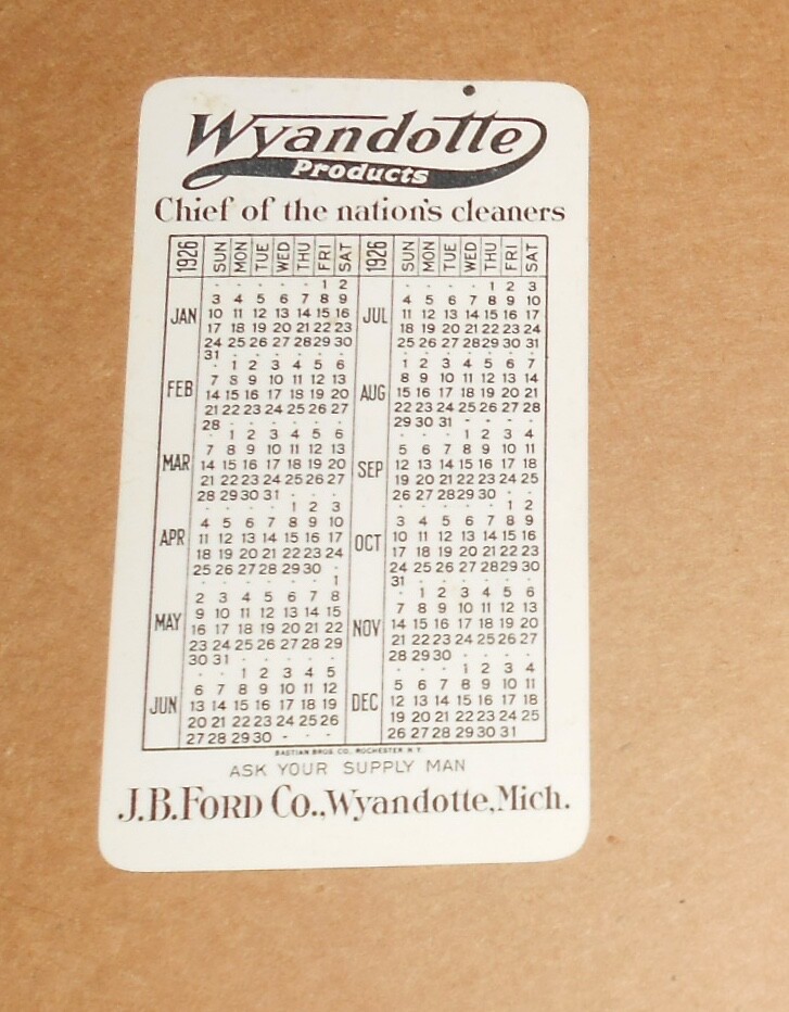 Wyandotte Nation's Cleaners Indian Chief 1926 Calendar Card 3.25×1.75
