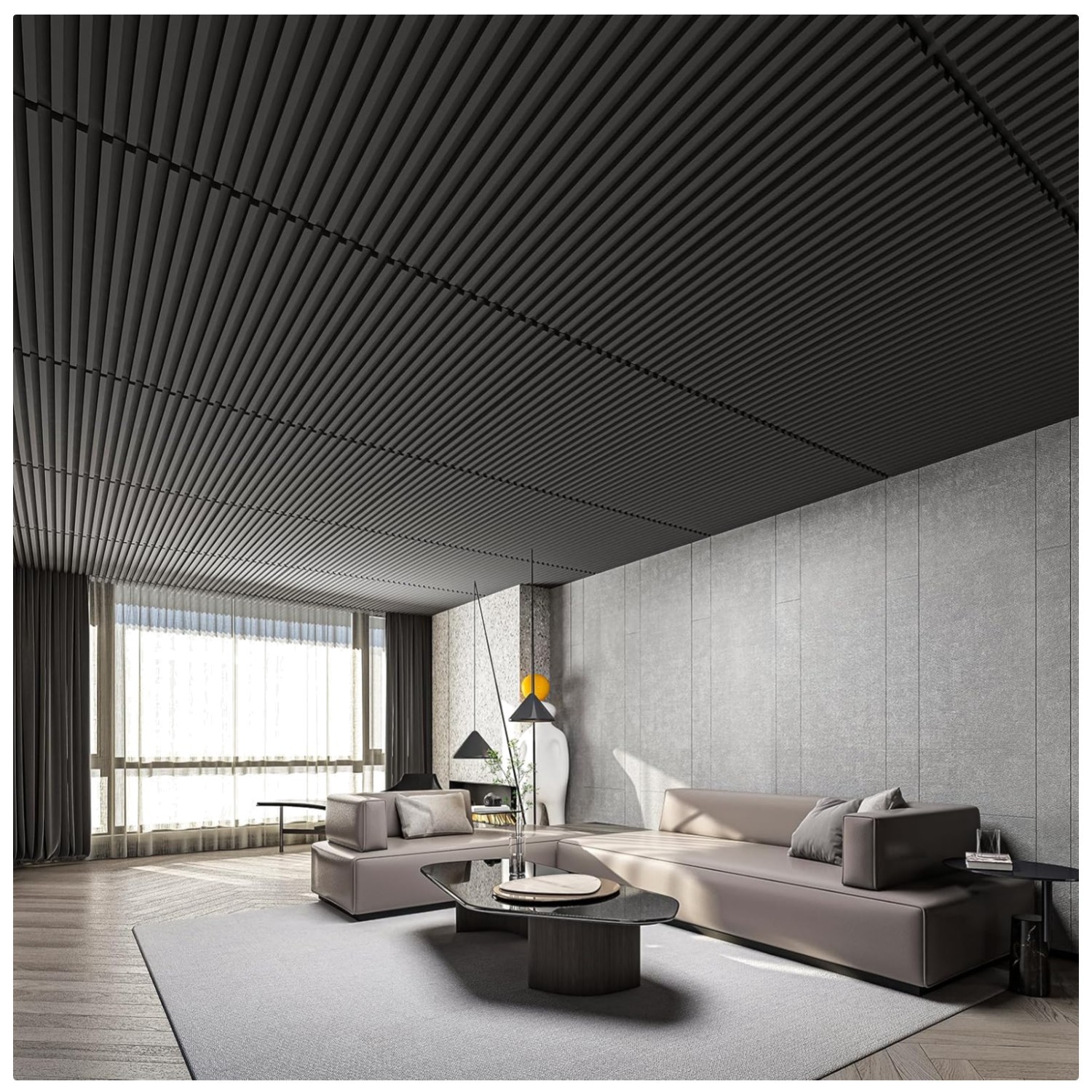 Striking Slat Ceiling Tiles, 6-Pack, 24"x48" | Modern Design