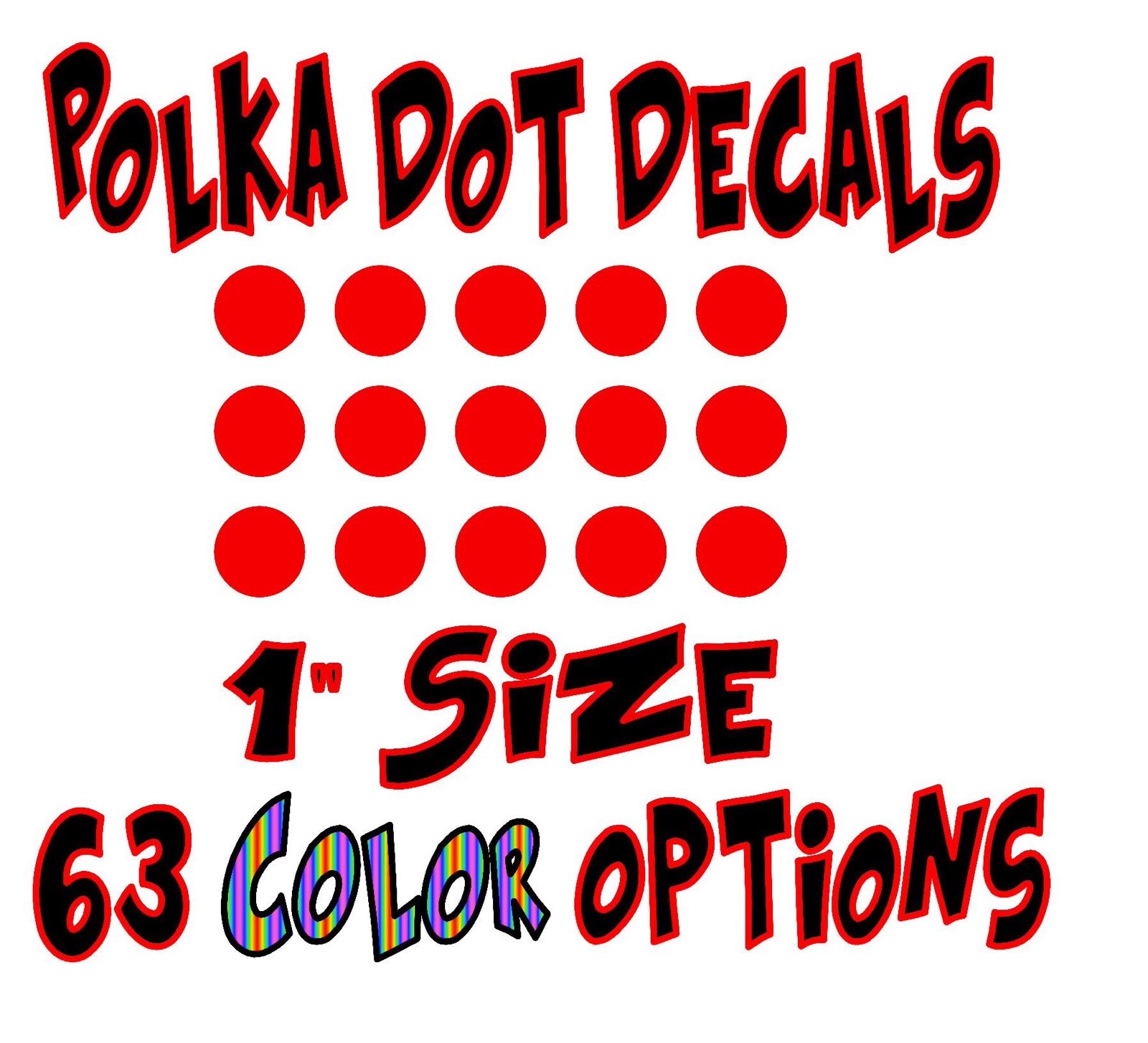 1" Polka Dot Decal Vinyl Stickers Home Outdoor Decor Kids Adult Crafts Colorful