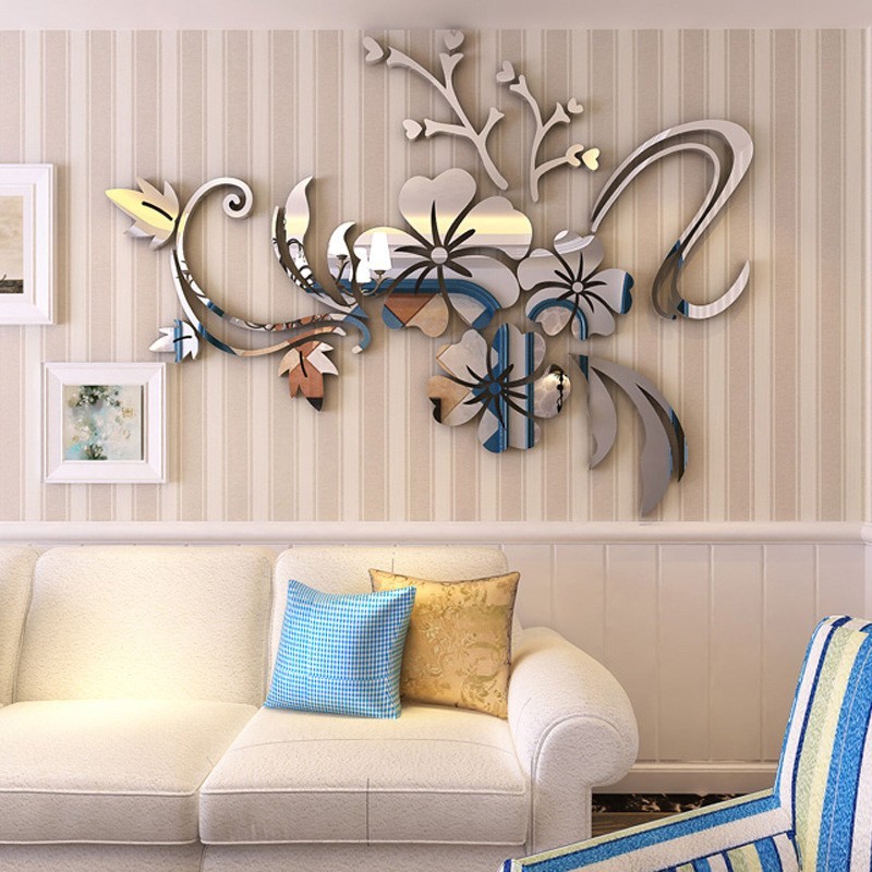 1pc DIY 3D Mirror Wall Sticker Flower Shape Acrylic Removable Home Room Decor