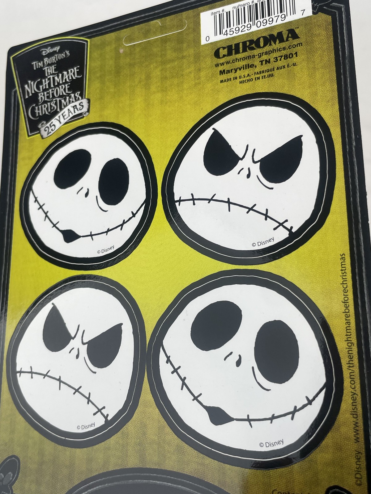 Licensed Disney NBC Jack Skellington Decal Sticker Auto Home Office Luggage 2pc