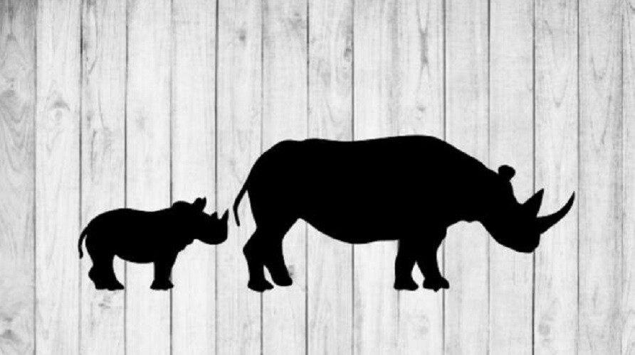 RHINO & BABY WILDLIFE Vinyl Decal for Jeep Car Truck Bumper Wall Window