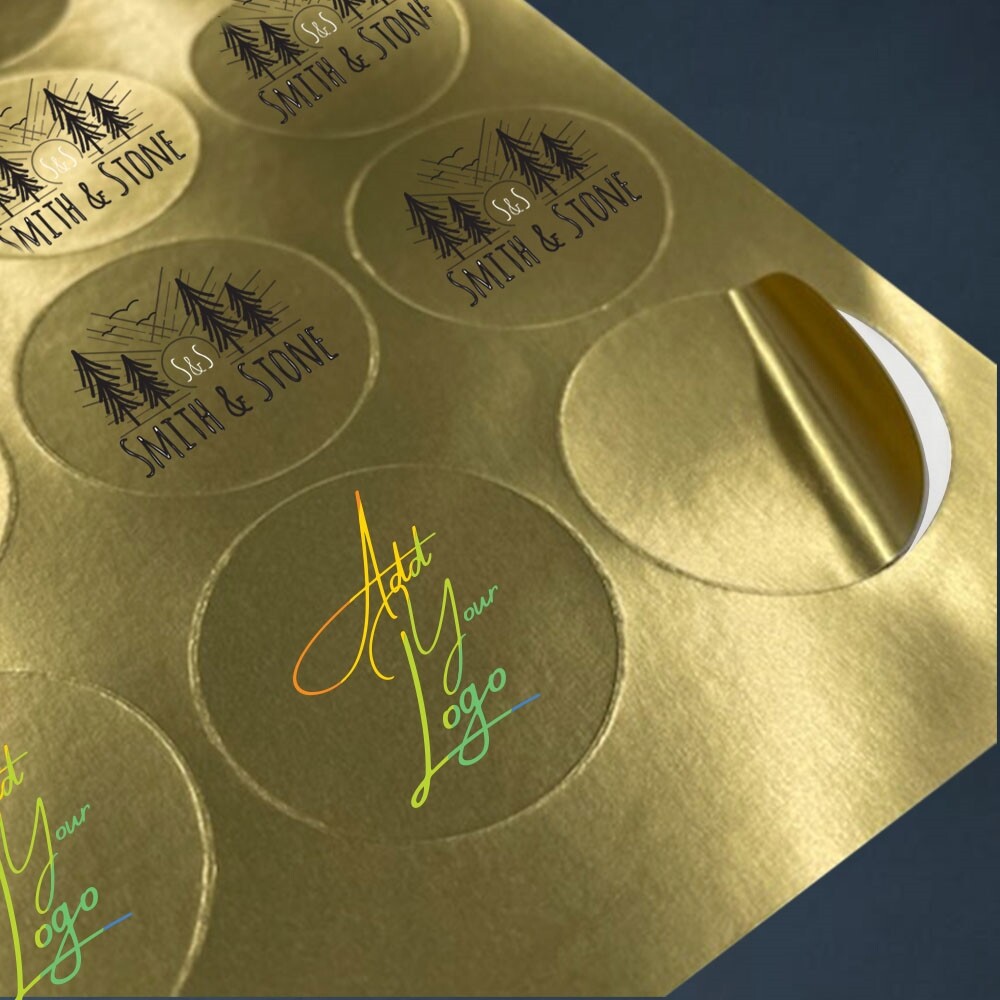 30 Pieces Gold Foil Custom Printed Stickers / Labels 1.5" x 1.5" Stickers
