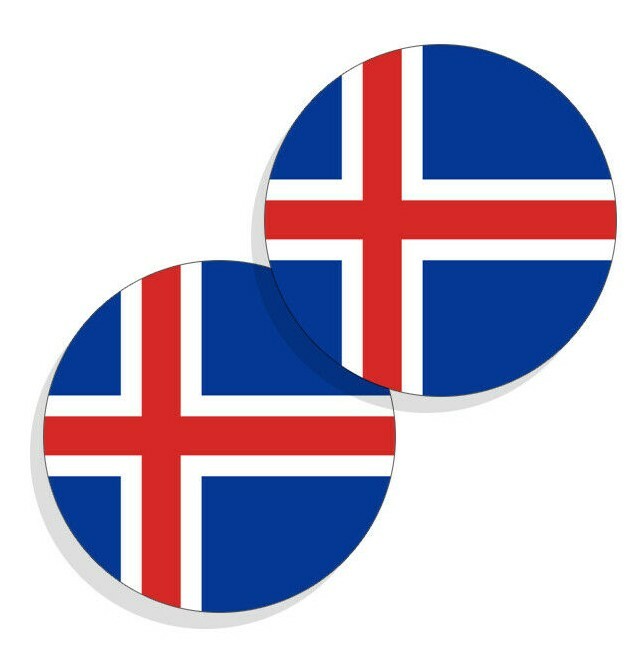 Iceland Flag Stickers Flag Decals Vinyl Round Indoor Outdoor Circles 4 pack