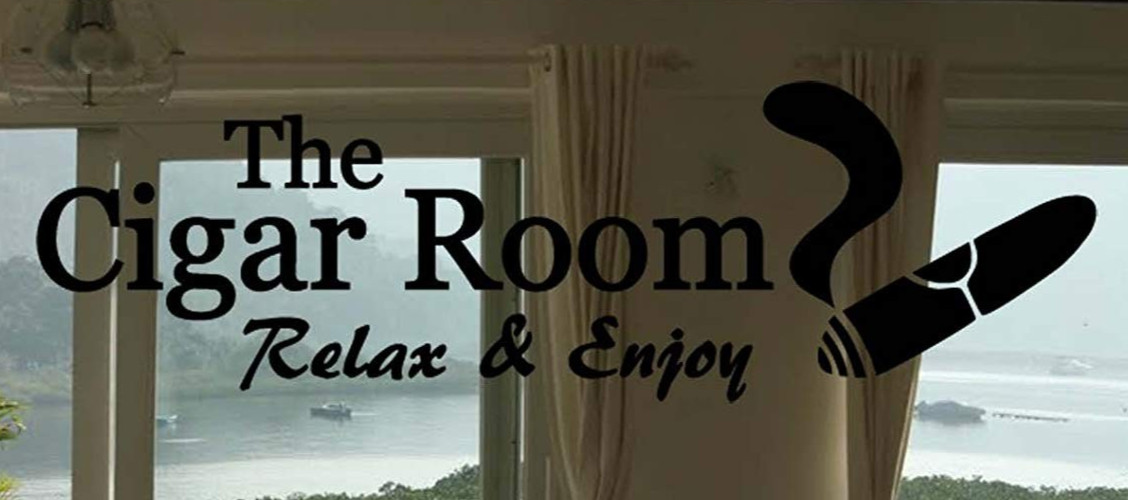 Cigar Room Bar Vinyl Wall Quote Sticker Decal (Mirror not Included) 7"w or 9"w