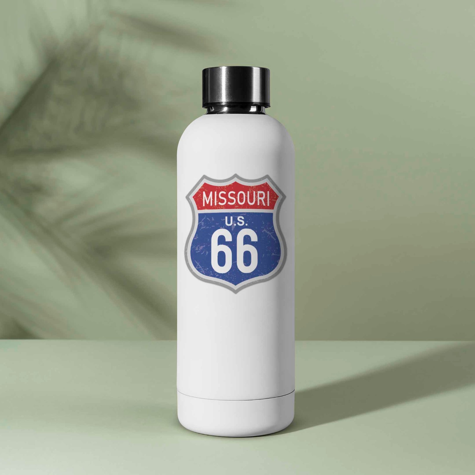 Missouri Blue Route 66 Sticker – Cool MO Vintage Highway Sign Decal for Laptop