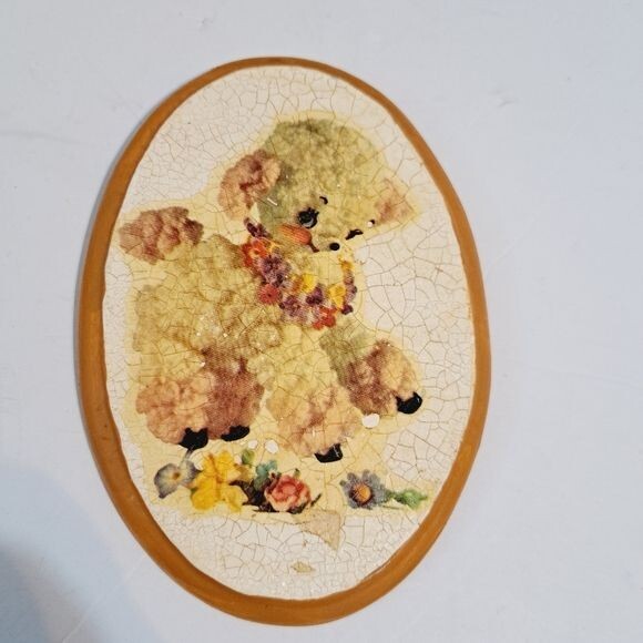 Vintage Meyercord Decal Crackle Plaster Anthropomorphic Kitch Nursery