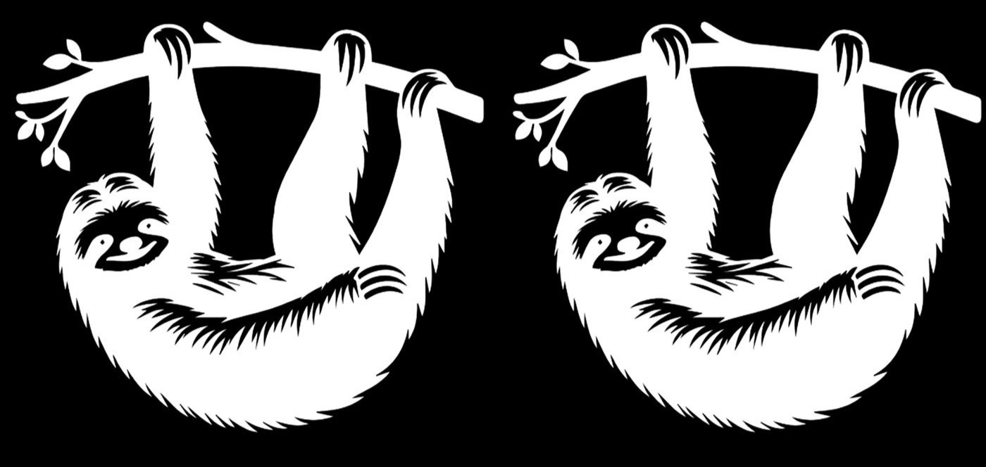Sloth Hanging Out Two Pack 5" Vinyl Decals Car Window Any Flat Surface