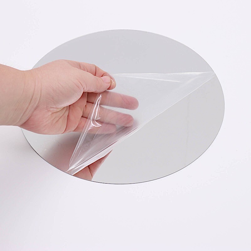 Round 12 Silver 6" MIRROR STICKERS Acrylic WALL DECALS Dorm Rooms Decorations