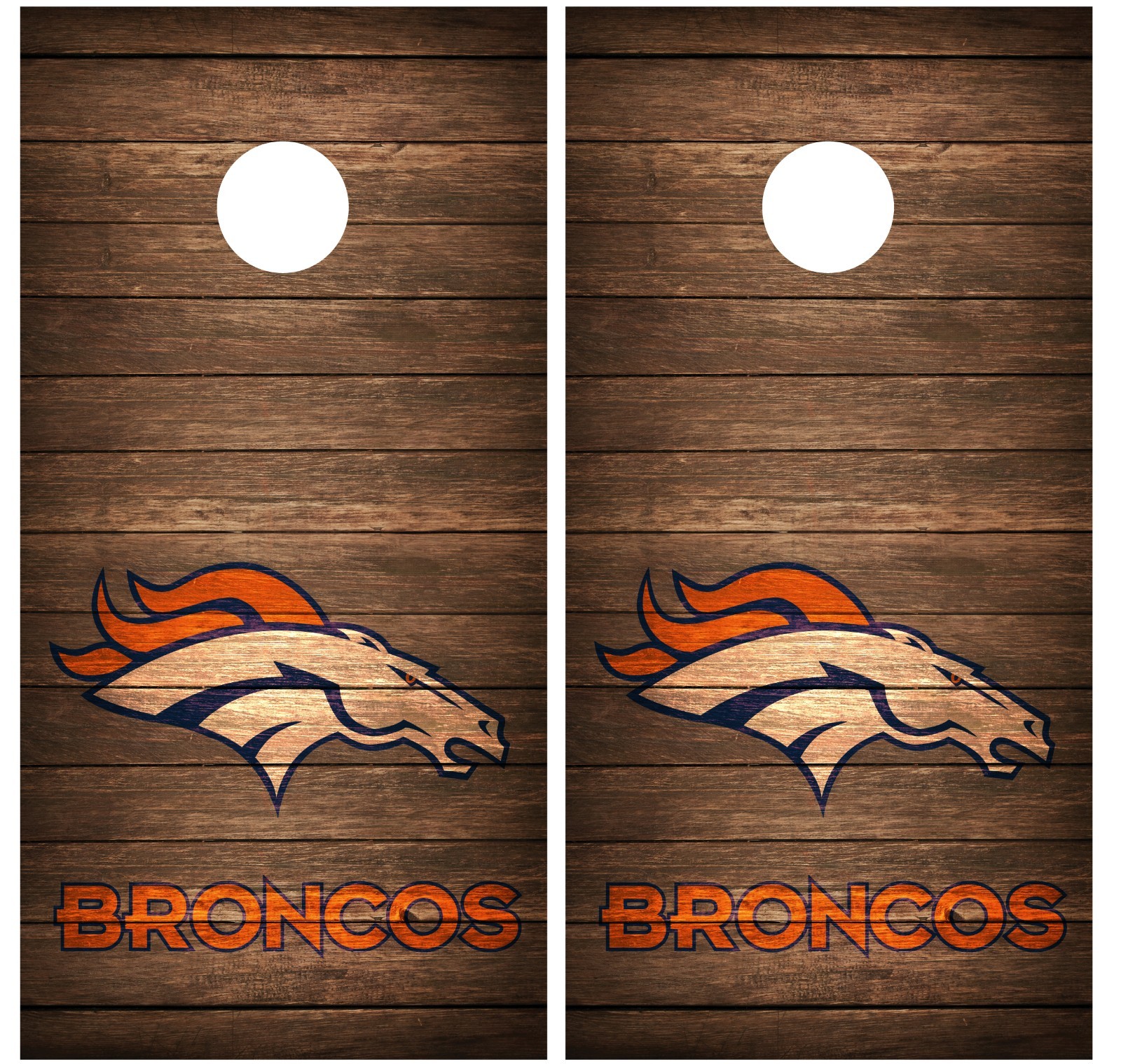 Denver Broncos Vintage Wood Cornhole Board Decal Wrap Wraps (brown)