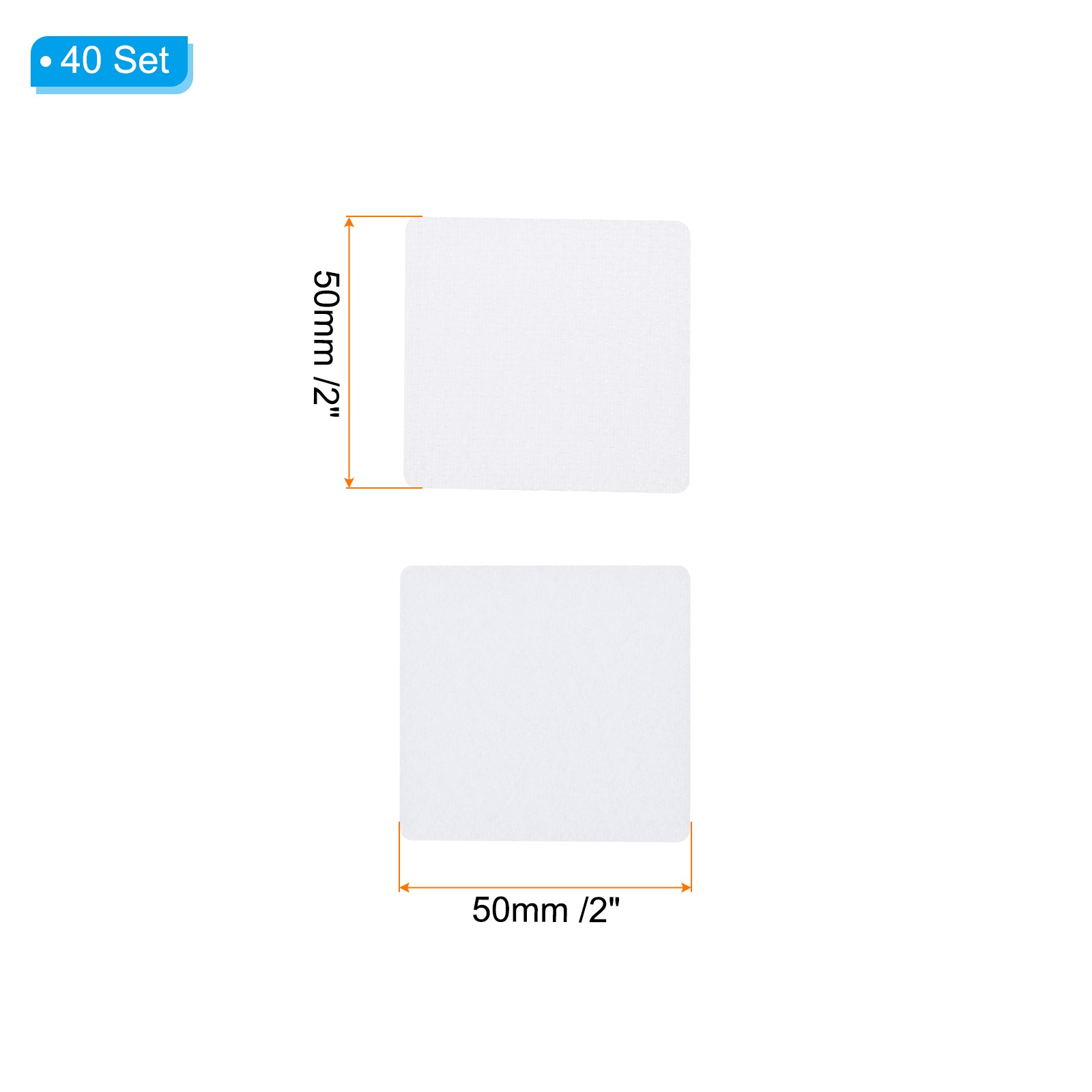 2×2 Inches Hook and Loop Dots 40 Sets Square Self Adhesive Tape White