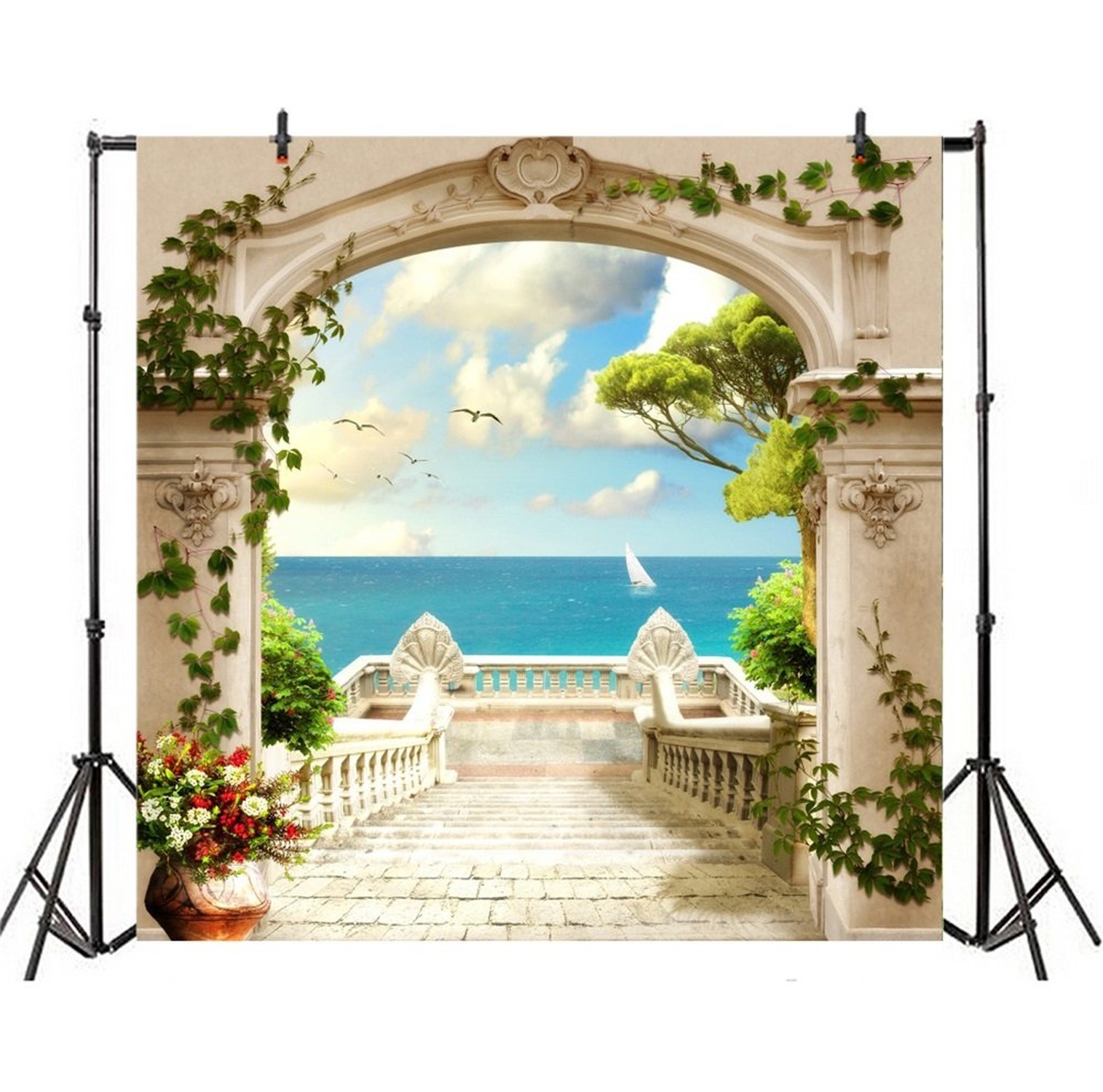 Laeacco Italy Scenery Frasco Backdrop 8x8ft Vinyl Photography Background Euro…