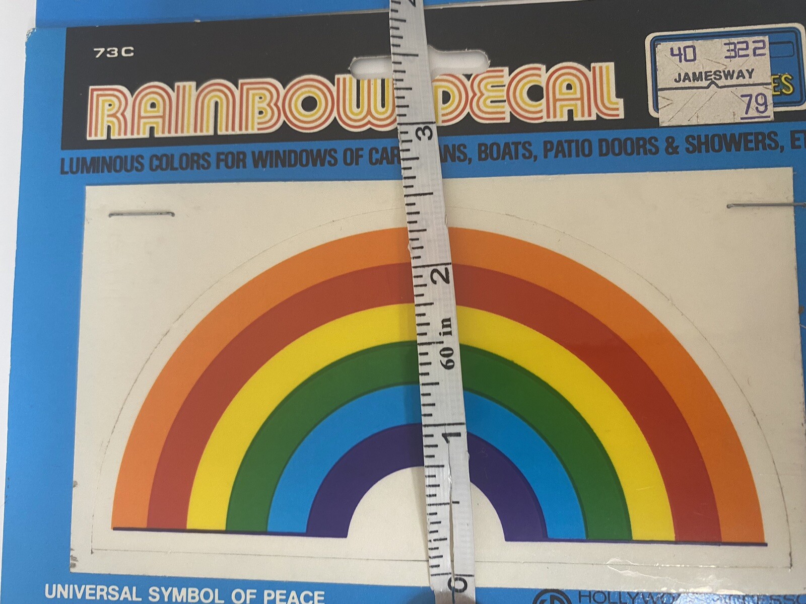 3Pc Vintage 80’s / 90’s Big Rainbow Window Mirror Decals Stickers Decoration Lot