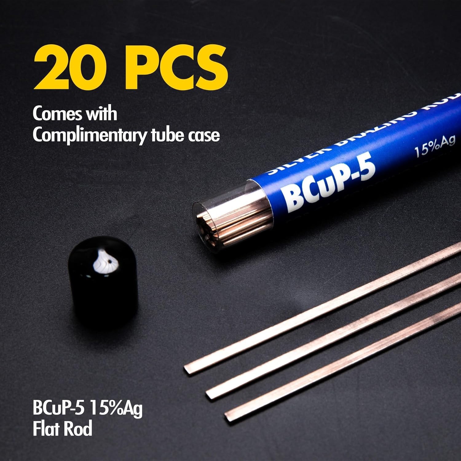 20 Sticks Brazing Rods Bcup-5 15% Silver Solder Phos Copper Brazing Alloys Flat