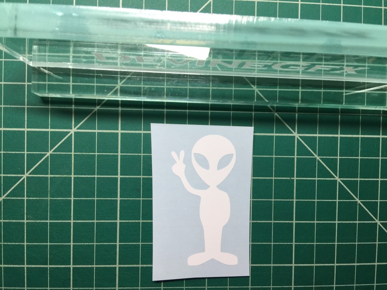 2x Alien Peace Sign Logo Decal Diecut Vinyl Sticker Car Window Wall Stick Figure