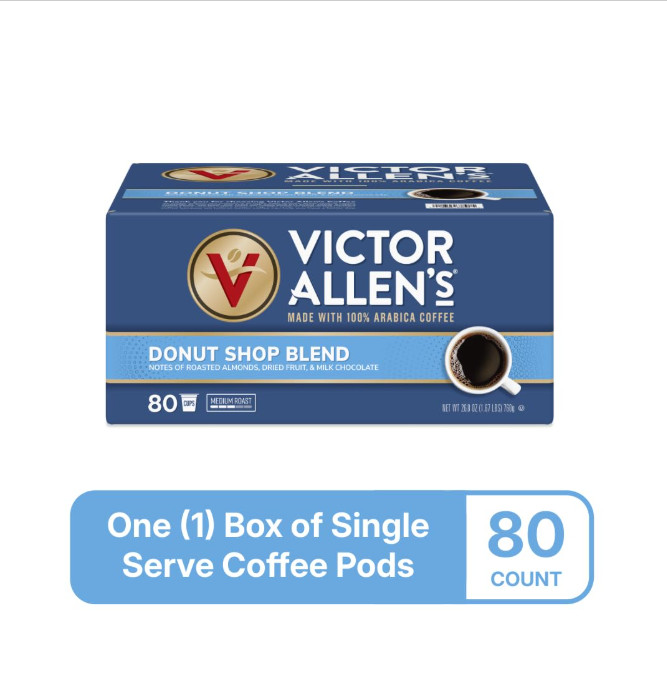 Victor Allen's Coffee Donut Shop Blend Medium Roast 80 Count Single Serve Pods