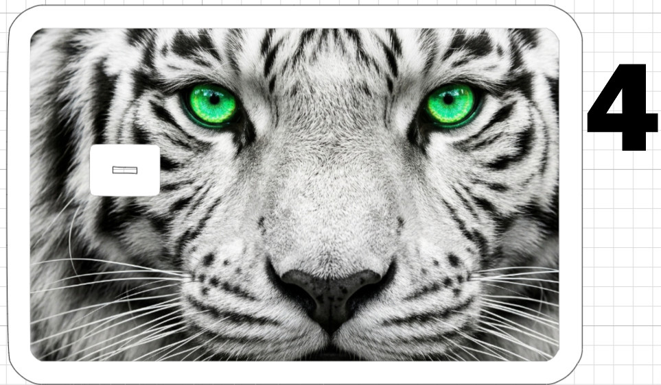 Tiger Face ATM Debit Credit Gift Card Sticker Skin Rainbow Cat White Bengal Eyes