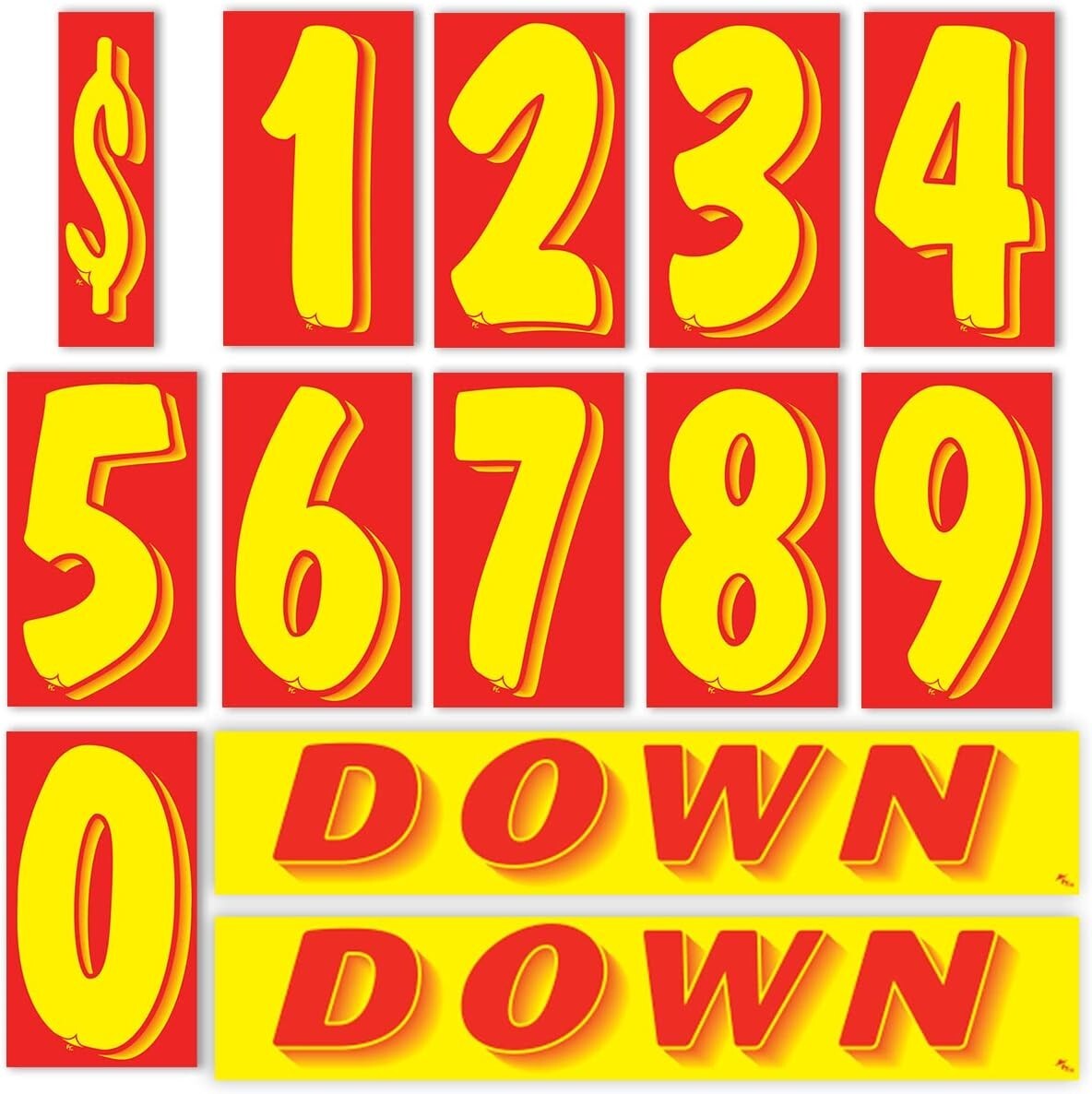 Vinyl Number and Down Slogans Decals Car Lot Windshield Pricing Stickers
