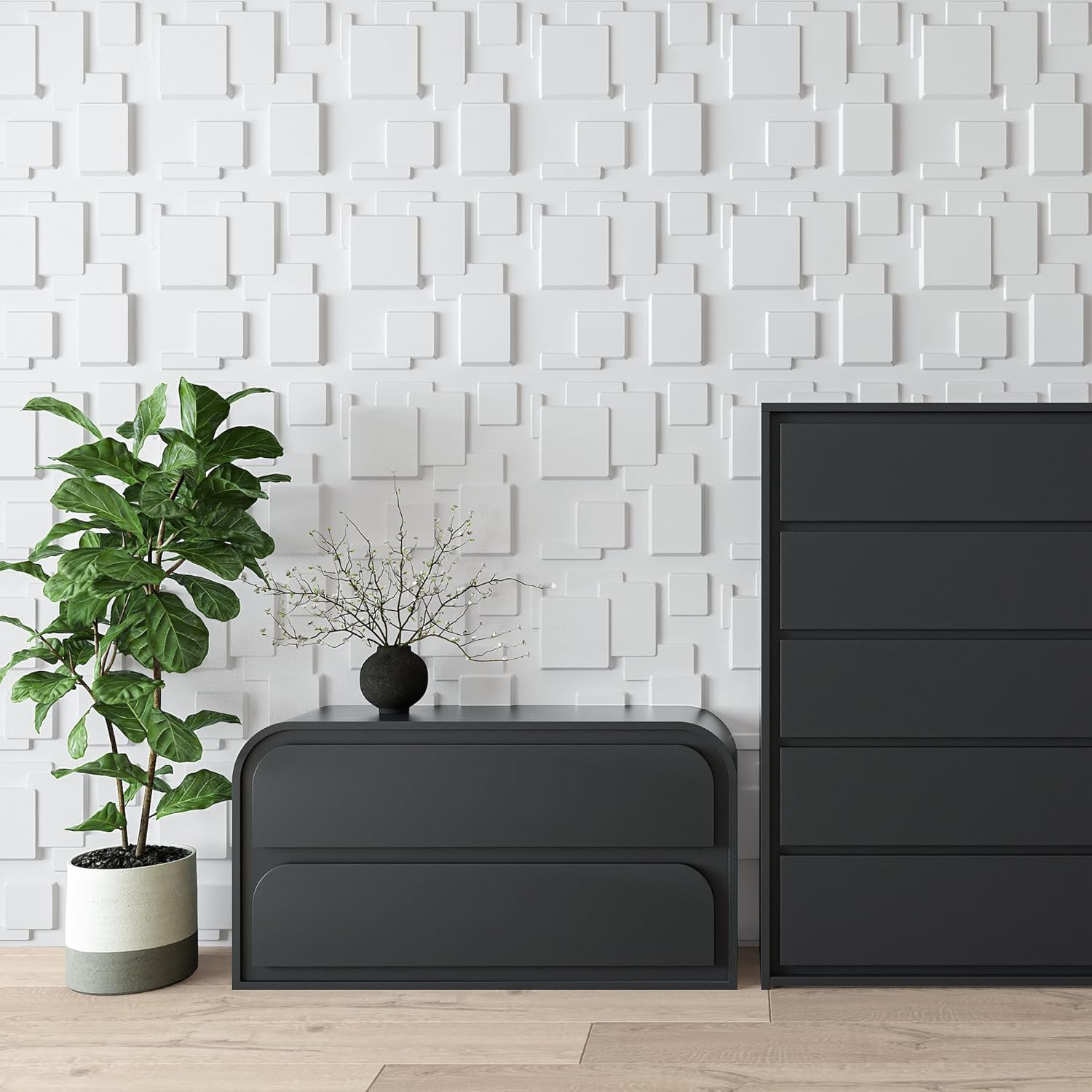 Stylish White PVC 3D Wall Panels – 32 Sq.Ft for Home & Business Decor