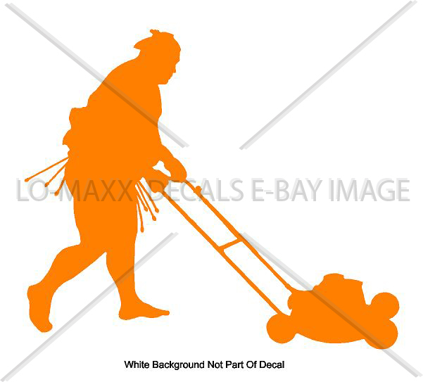 Sumo Wrestler Cutting Grass Lawn Maintenance Weekend Warrior Die Cut Vinyl Decal