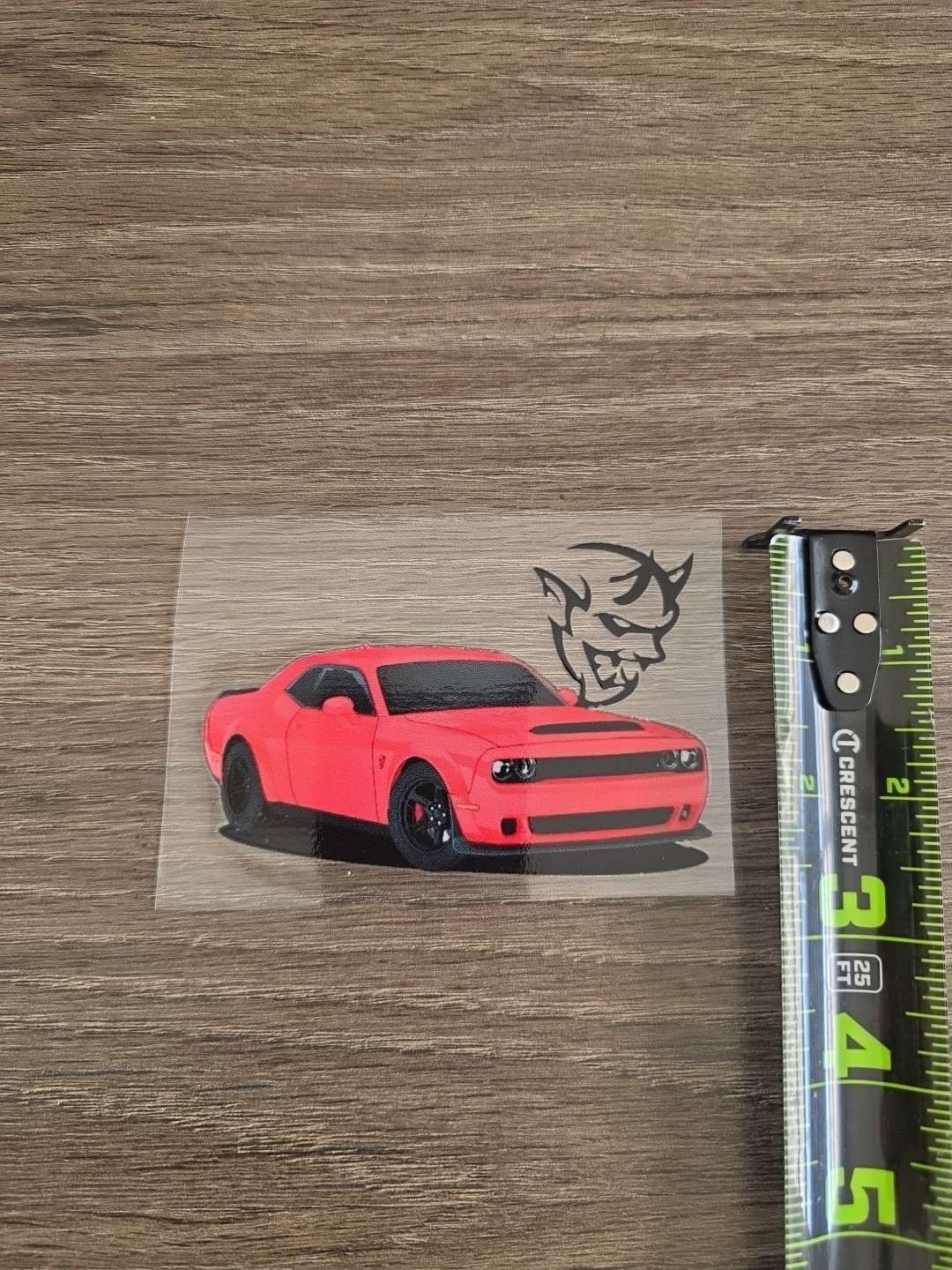 Dodge Challenger Demon High Quality Waterproof Raised UV DTF Window Decal 4in