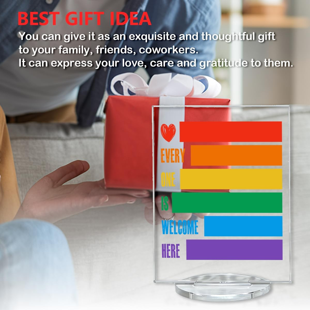 Pride Decorations – LGBTQ Gifts for Gay Men Women – Every One Is Welcome Here Ra