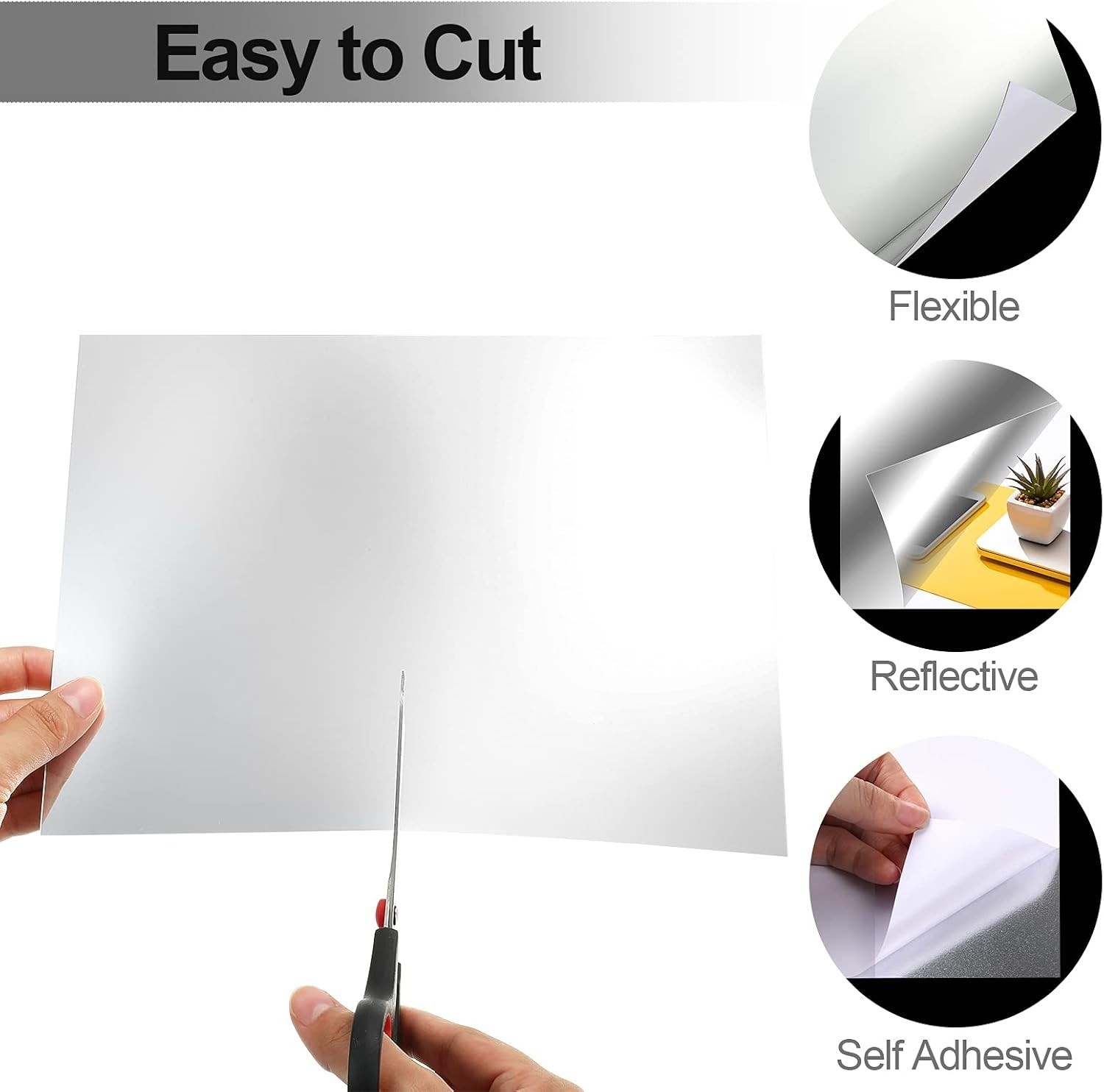 Modern Flexible Mirror Sheets for Home Decor – 10 Rectangular Stickers (8×10)
