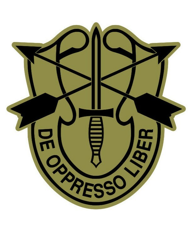 U.S. ARMY SPECIAL FORCES DE OPPRESSO LIBER Vinyl Decal/Sticker Olive/Black
