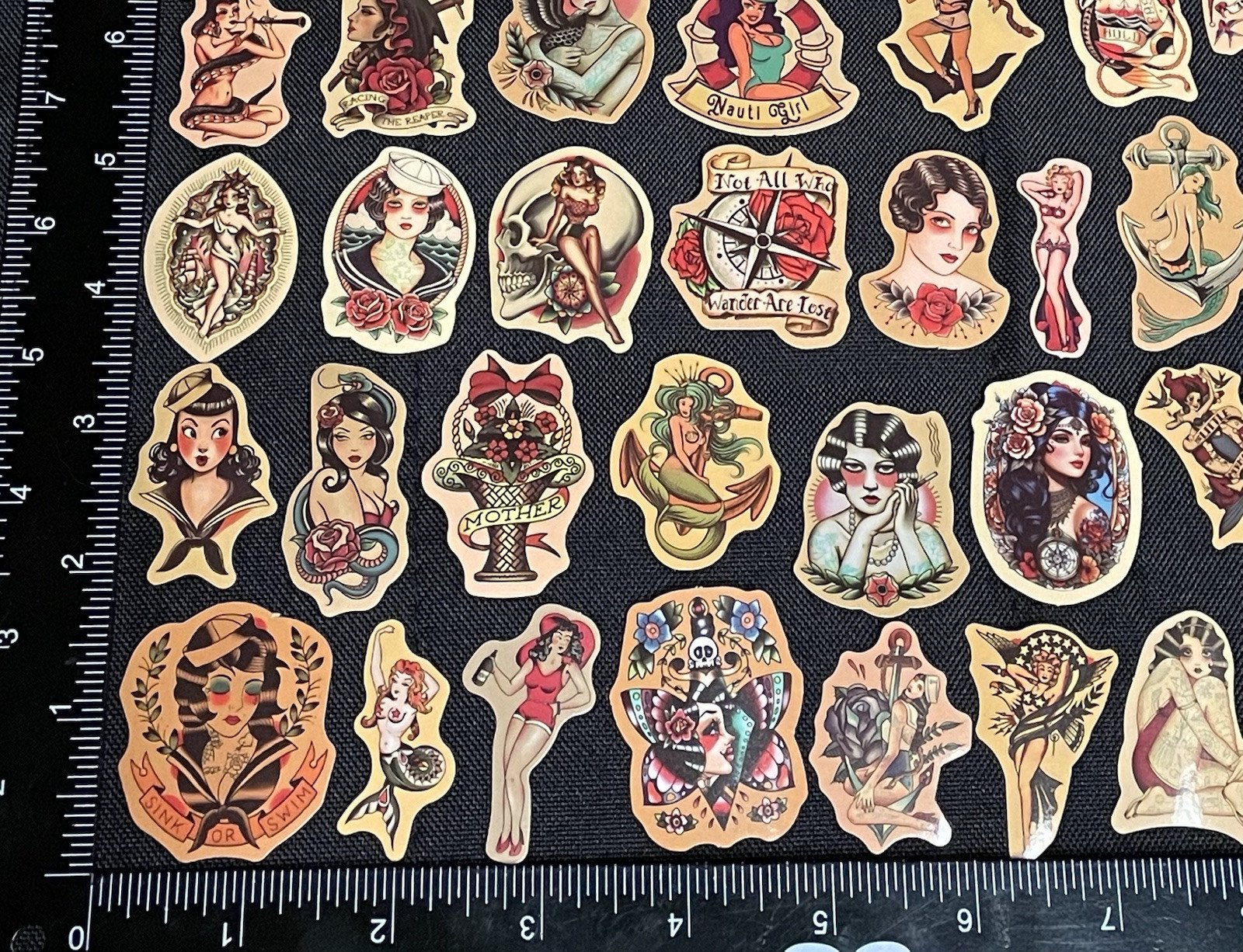 100 Stickers Retro Pinup Girl Sailor Sea Sexy Decals Tattoo Pirate Life
