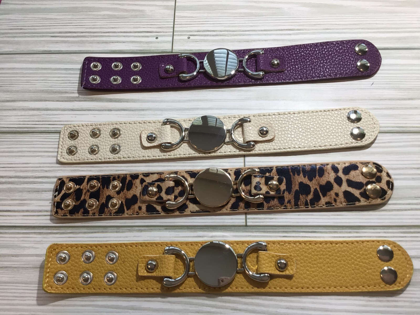Leather cuff bracelet with monogram – Gold or Silver tone – tons of great color