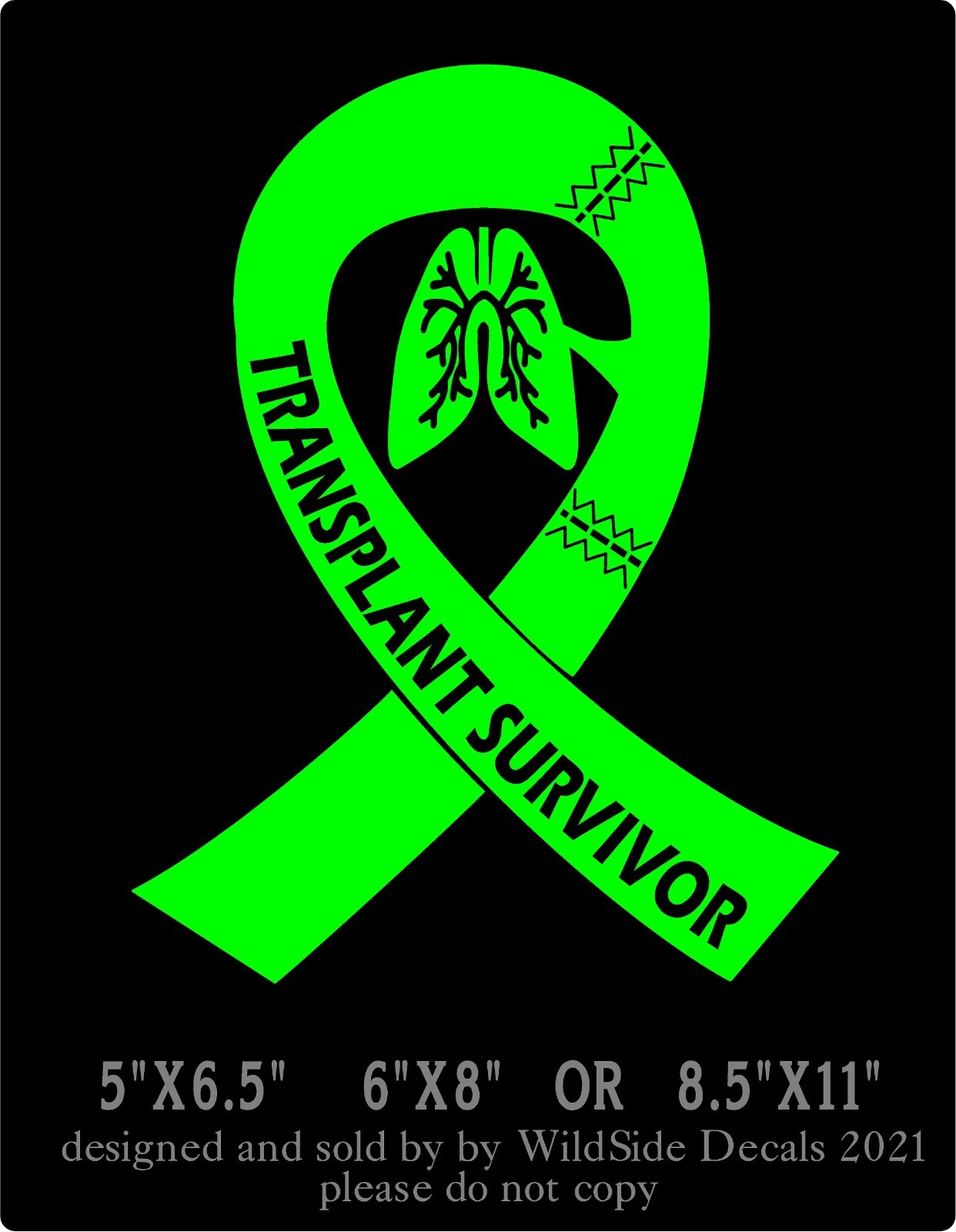 Lung Transplant Survivor Decal Memorial Ribbon Vinyl Car Truck Laptop Sticker
