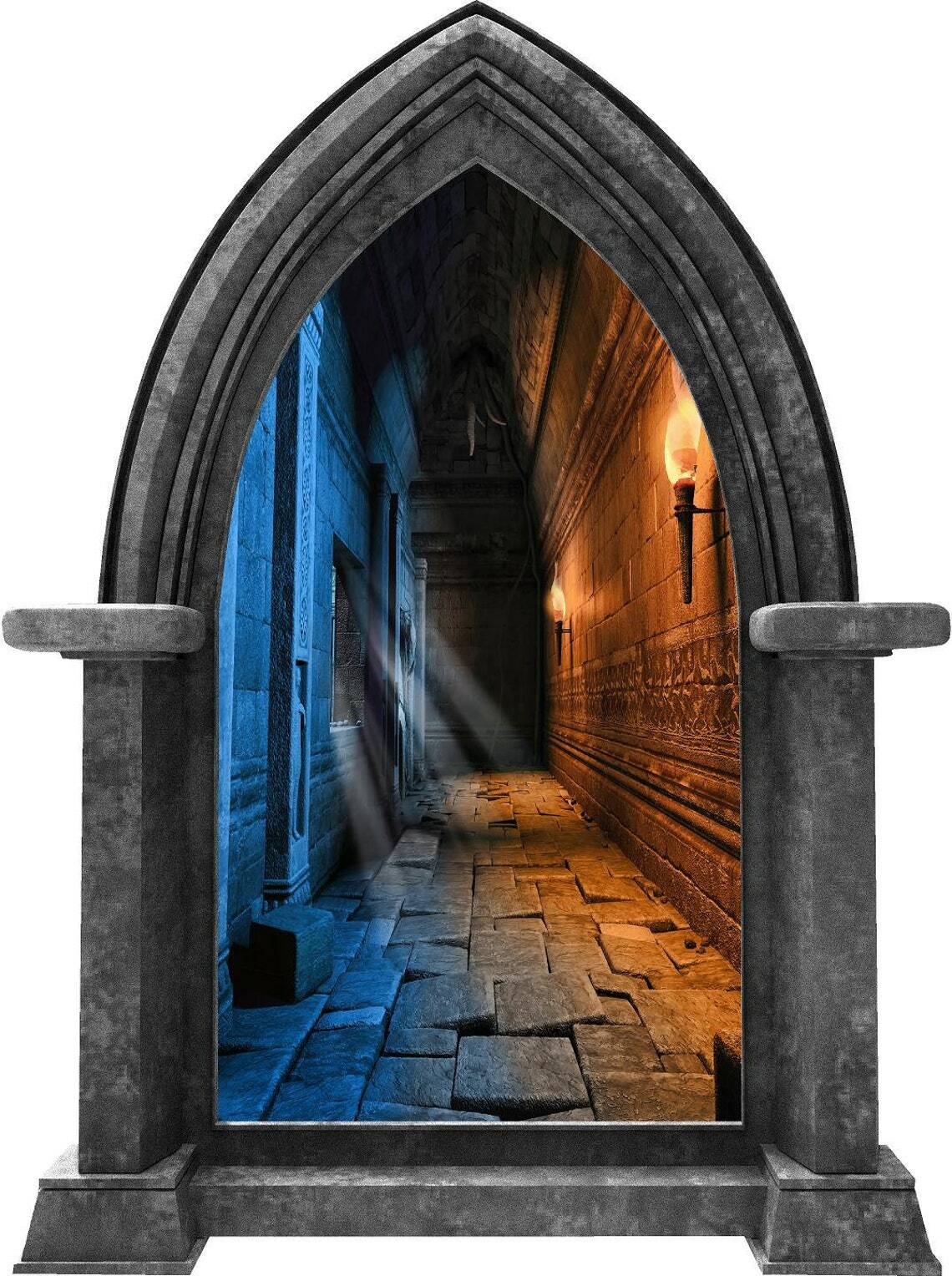 CastleScape Medieval Dungeon Hallway Wall Decal Castle Window Vinyl Wall Sticker
