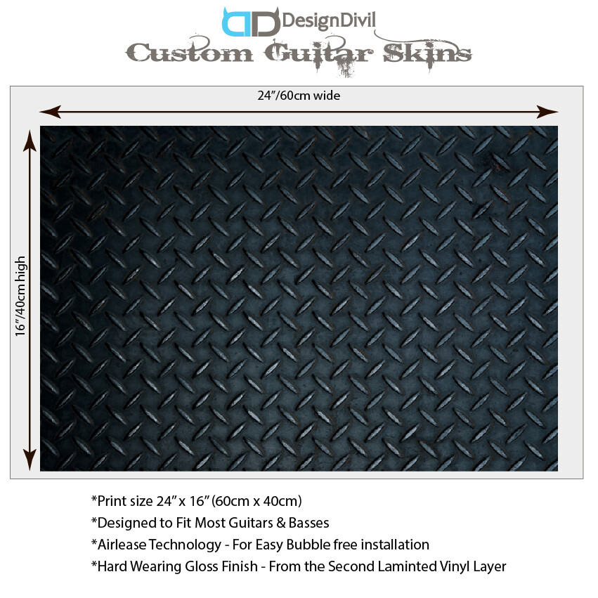 Guitar/Bass Skin Wrap Laminated Vinyl Sticker Decal Black Diamond Plate GS184