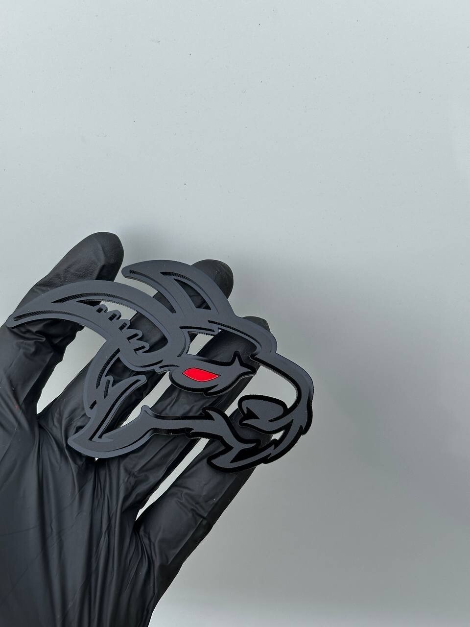 Angry Goat Red Eye Car Truck Emblem Badge Matte Black on Black Custom Pack of 2