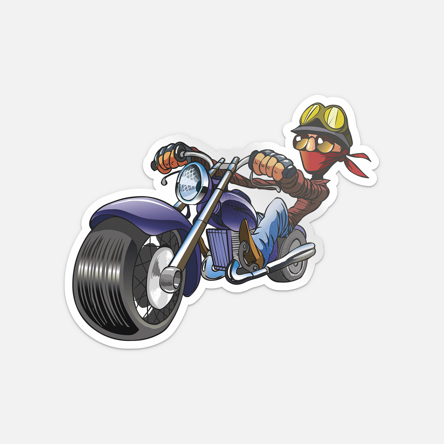 Cartoon Funny Bike Rider Mascot Moto Vinyl Sticker Decal
