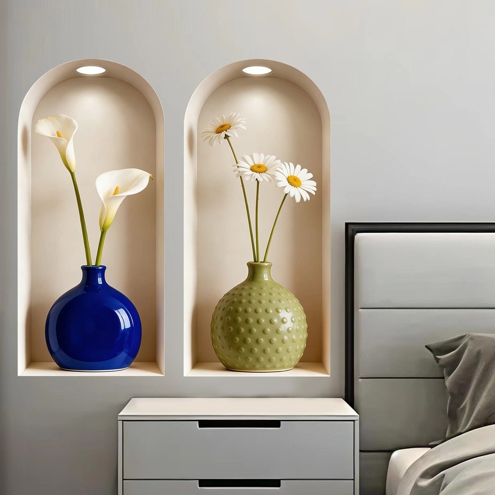 3D Realistic Flower Wall Sticker Vinyl PVC 30 60cm for Home Decoration