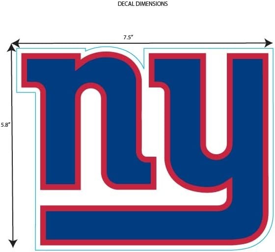 New York Giants 'NY' LARGE 8 x 6" Vinyl Waterproof Sticker, Die-Cut Auto Decal