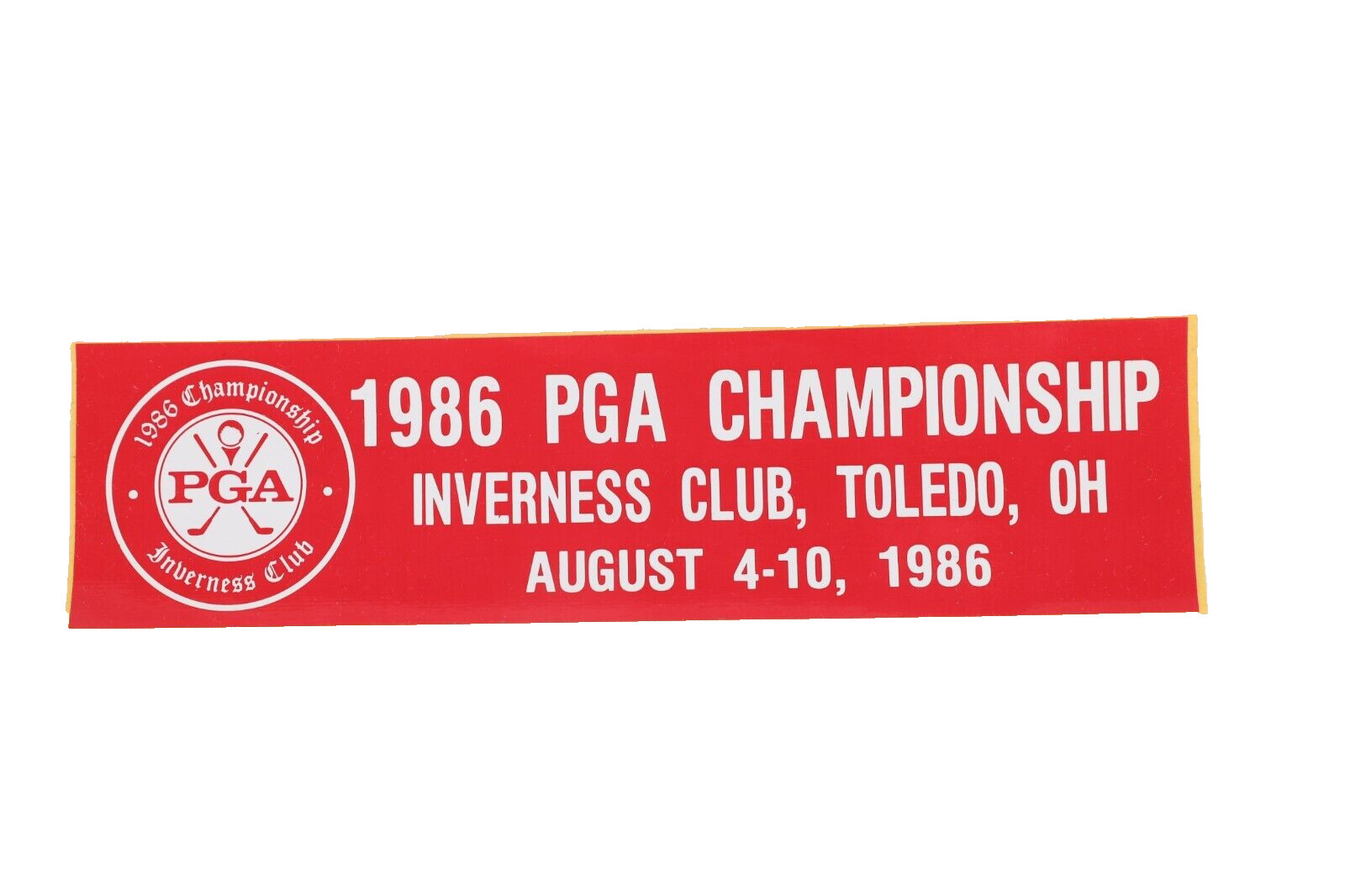 Deadstock Vtg 80s 1986 PGA Championship Inverness Club Toledo OH Bumper Sticker