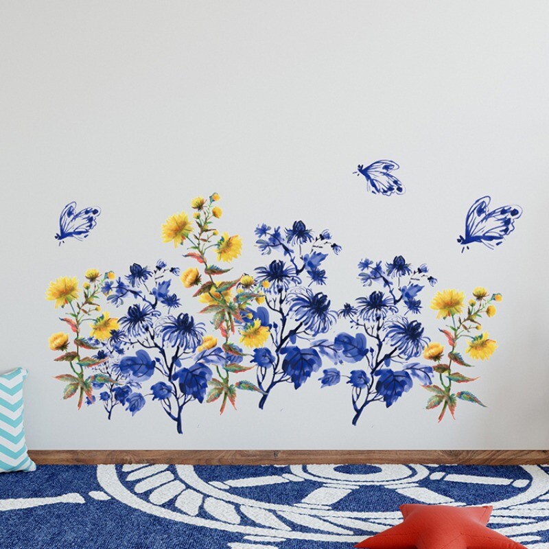 Bedroom Decoration Self Adhesive Flower Wall Stickers Window Cabinet Door Decals