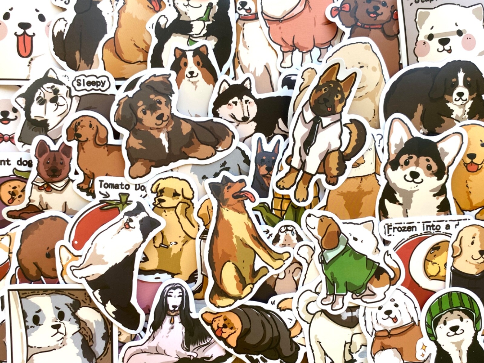 5-50 pcs Dog Stickers, Cute Animal Stickers, Dog Paw Vinyl Laptop Phone Decals