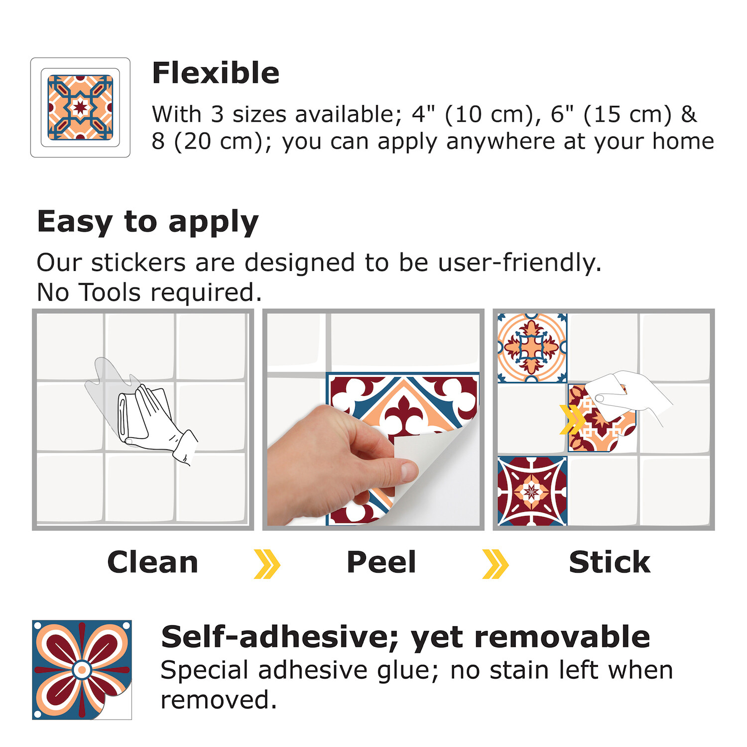 24pcs 6"x6" Westminster Peel and Stick Tiles Sticker Backsplash Mosaic Decals