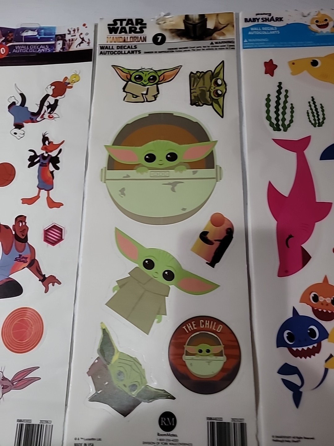 26pc SHARK , Star Wars & Space Jam WALL STICKERS Room DECALS Removable