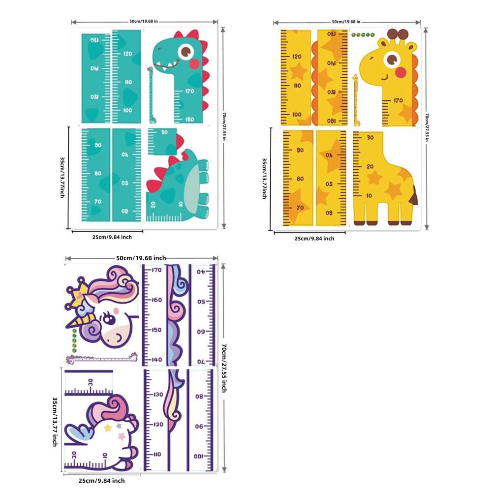 Kids Height Chart Wall Sticker Unicorn Dinosaur Giraffe Room Decor Ruler