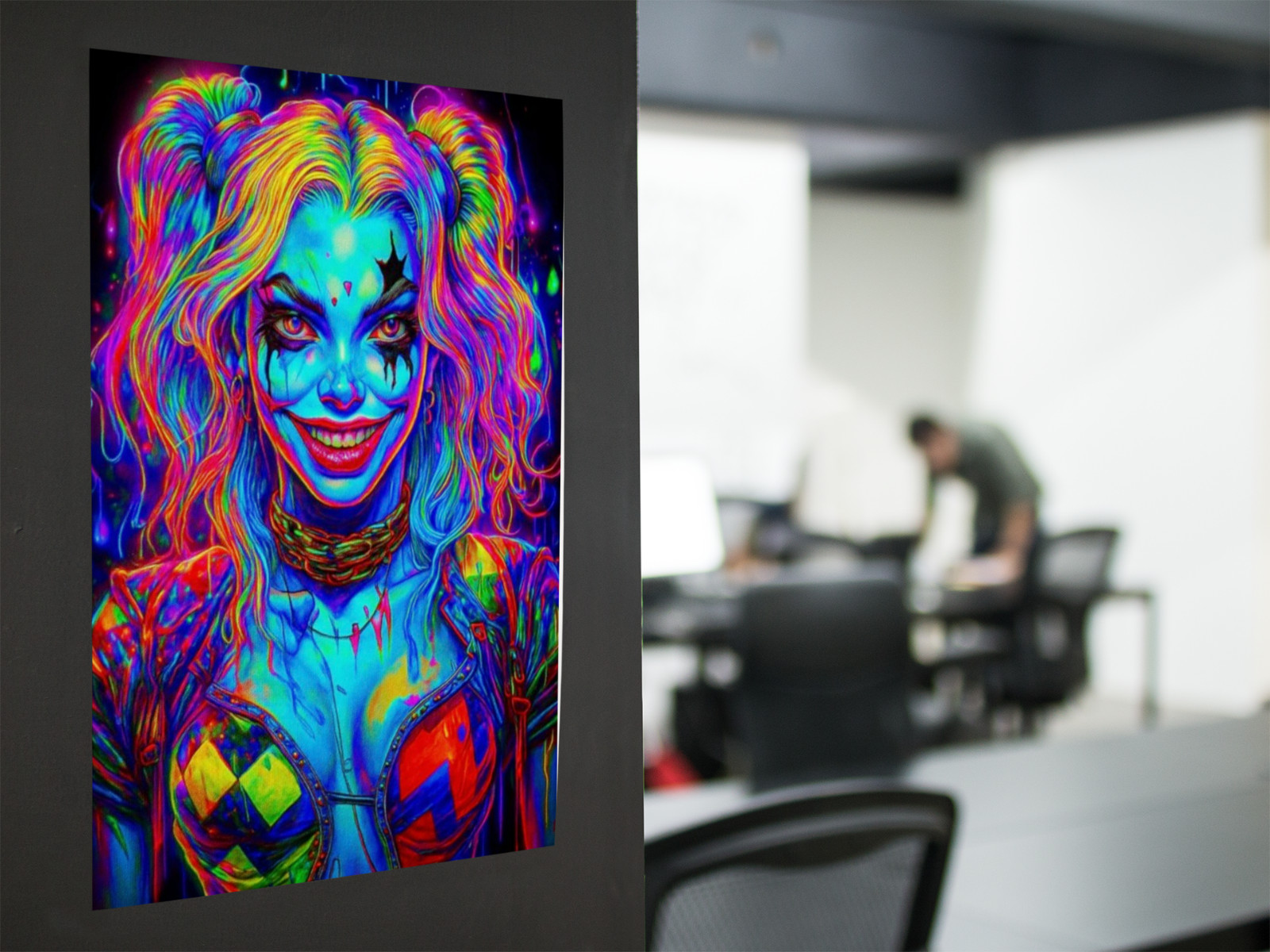 Harley Quinn Vivid Neon Wall Graphic Vinyl Decal Poster (Removable Adhesive)