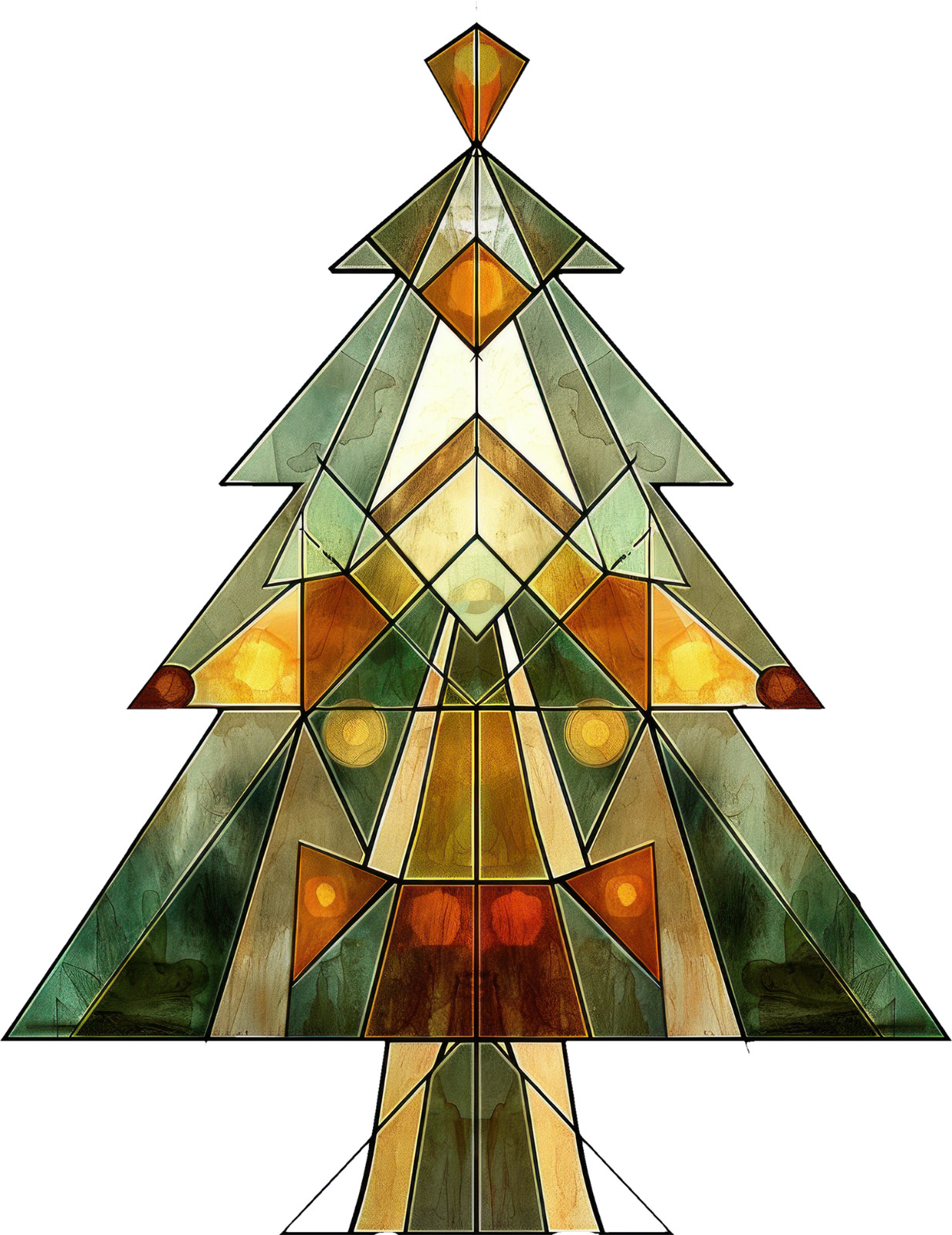 Christmas Tree Stained Glass Wall Decal Sticker 18X18cm Large