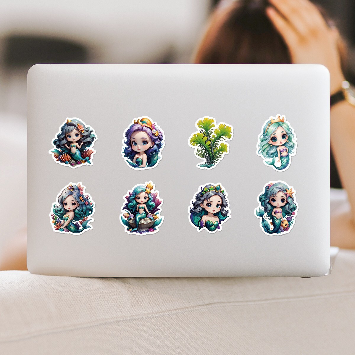 50 Pcs Stickers Cute Mermaid Luggage Skateboard Phone Laptop Bottle Window Car