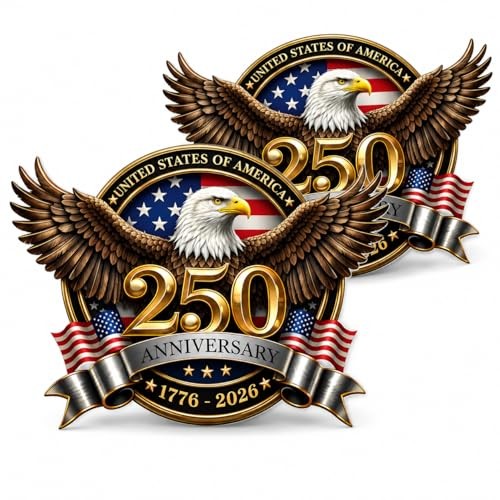 250th Anniversary USA Car Stickers, 2 Pack 8 Inch 250 8-Inch 2-Pack Style-01